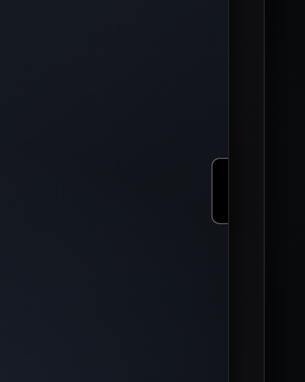 The rail tucked away, leaving only a thin tab at the screen edge.